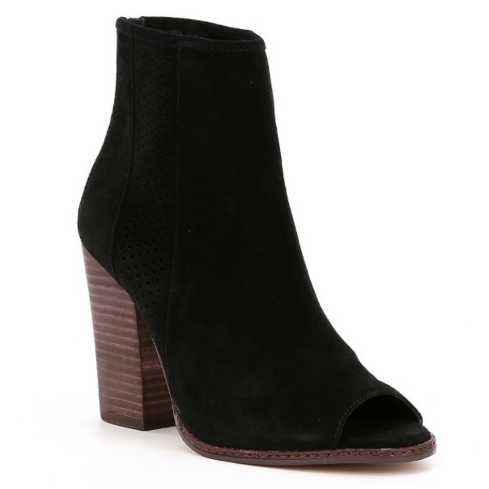 GB Schools-Out Suede Peep-Toe Block Heel Shooties